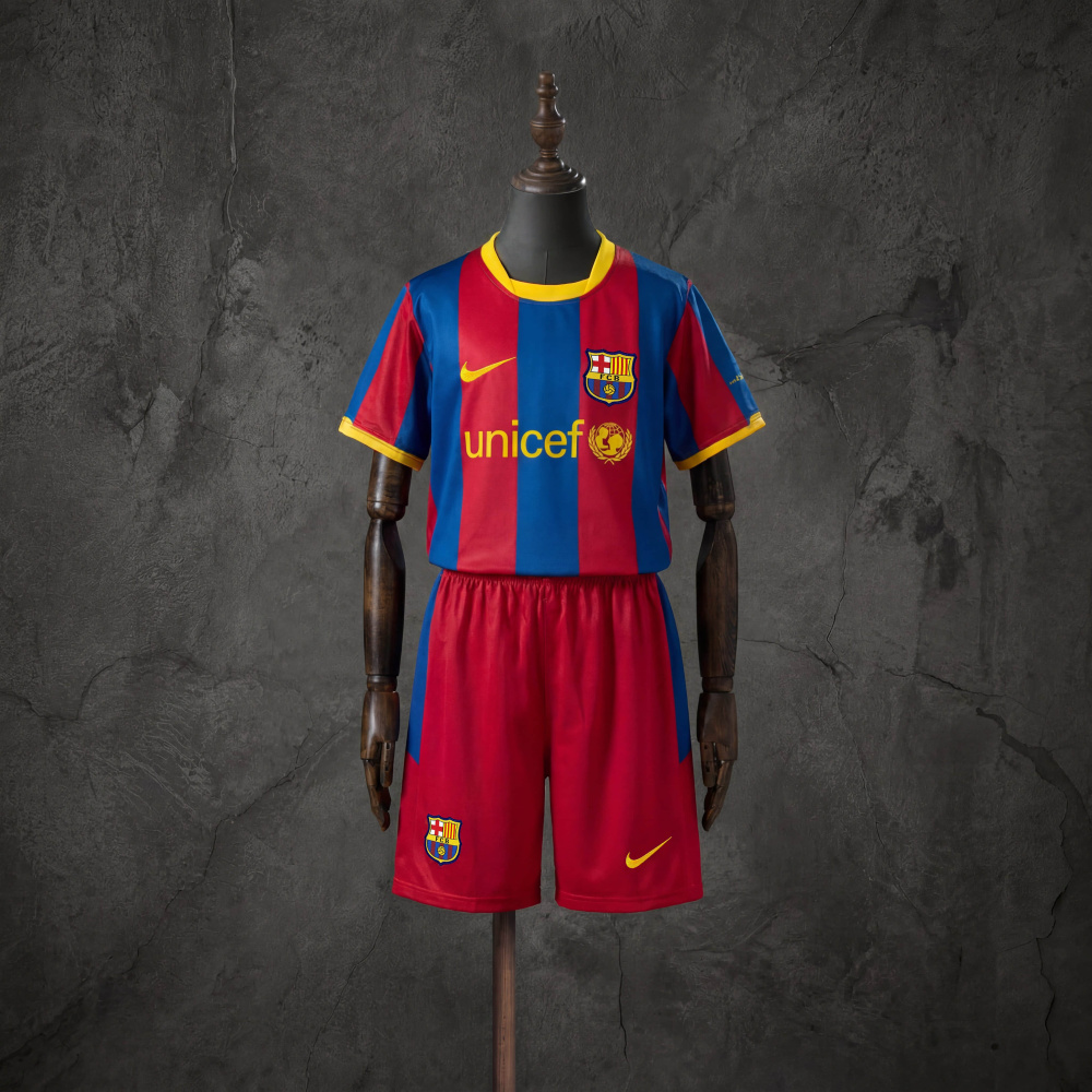 Retro Kids Kit Barcelona 10-11 Home Jersey Size 16-28