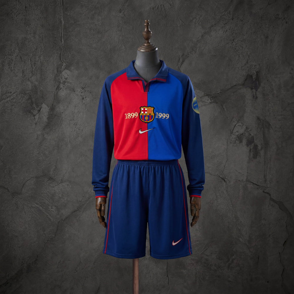 Retro Kids Kit Barcelona 100th Anniversary  Long-Sleeve Jersey Size 16-28