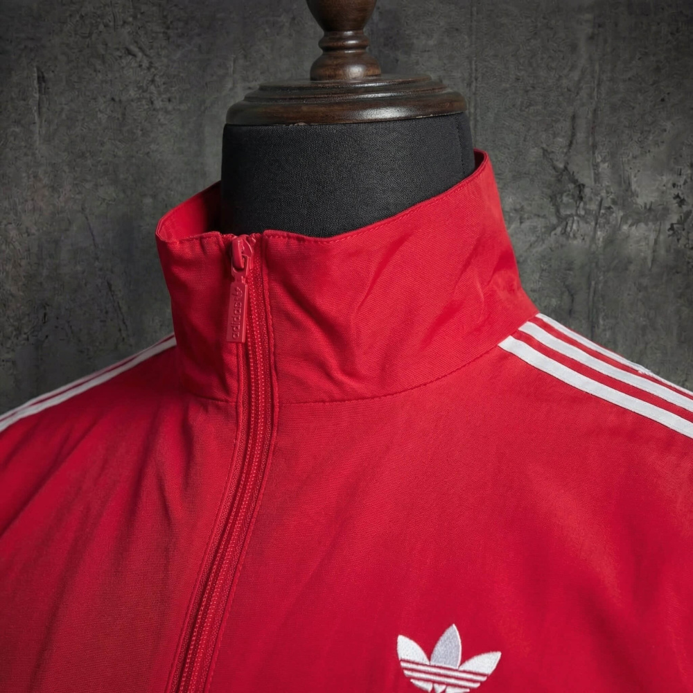 Adidas Three Stripes Red Windbreaker