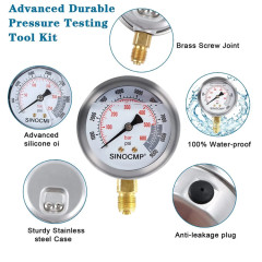 Diagnostic Tool Hydraulic Pressure Test Kit 3 Gauges 11 Couplings 3 Test Hoses Silver Aluminum Case,Jiangsu Taiming Hydraulic Technology Co., Ltd.  ,
