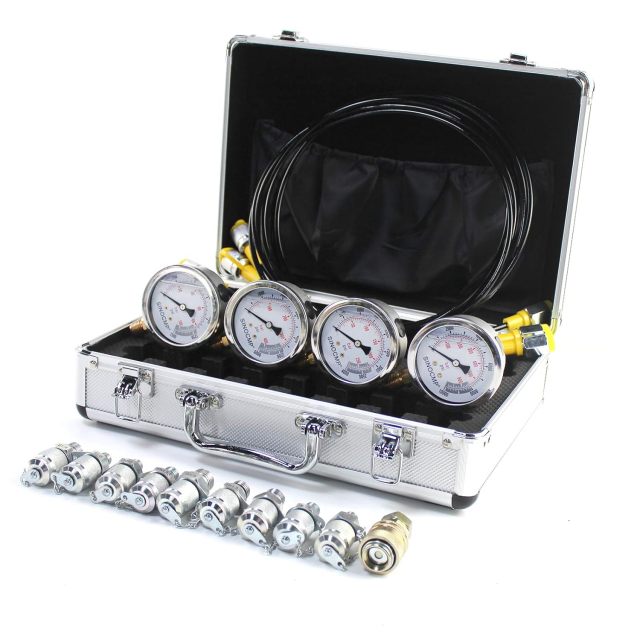 SINOCMP Hydraulic Pressure Test Gauge Kit, 4 Gauges(10Mpa/25Mpa/40Mpa/60Mpa), 3 Test Hoses, 10 Couplings, 1 Aluminum Case, Hydraulic Test Gauge for Excavator Construction Machinery,Jiangsu Taiming Hydraulic Technology Co., Ltd.  ,SINOCMP Hydraulic Pressure Test Gauge Kit, 4 Gauges(10Mpa/25Mpa/40Mpa/60Mpa), 3 Test Hoses, 10 Couplings, 1 Aluminum Case, Hydraulic Test Gauge for Excavator Construction Machinery