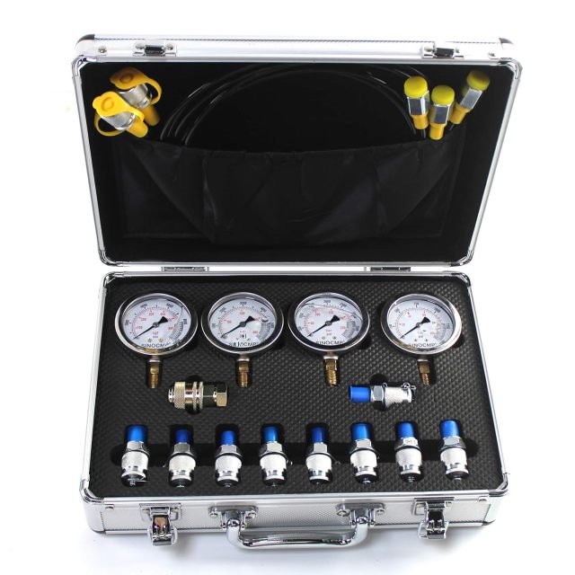 SINOCMP Hydraulic Pressure Test Gauge Kit, 4 Gauges(10Mpa/25Mpa/40Mpa/60Mpa), 3 Test Hoses, 10 Couplings, 1 Aluminum Case, Hydraulic Test Gauge for Excavator Construction Machinery,Jiangsu Taiming Hydraulic Technology Co., Ltd.  ,SINOCMP Hydraulic Pressure Test Gauge Kit, 4 Gauges(10Mpa/25Mpa/40Mpa/60Mpa), 3 Test Hoses, 10 Couplings, 1 Aluminum Case, Hydraulic Test Gauge for Excavator Construction Machinery