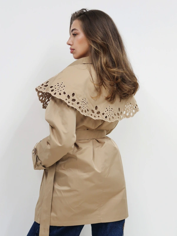 (4 pezzi) Cappotto trench a doppio petto con maniche lunghe da donna.