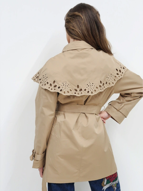 (4 pezzi) Cappotto trench a doppio petto con maniche lunghe da donna.