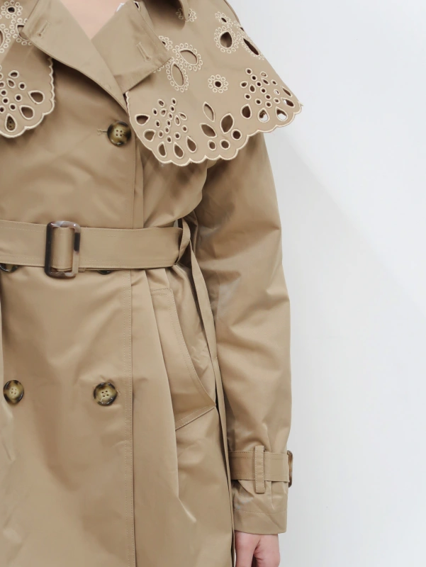 (4 pezzi) Cappotto trench a doppio petto con maniche lunghe da donna.