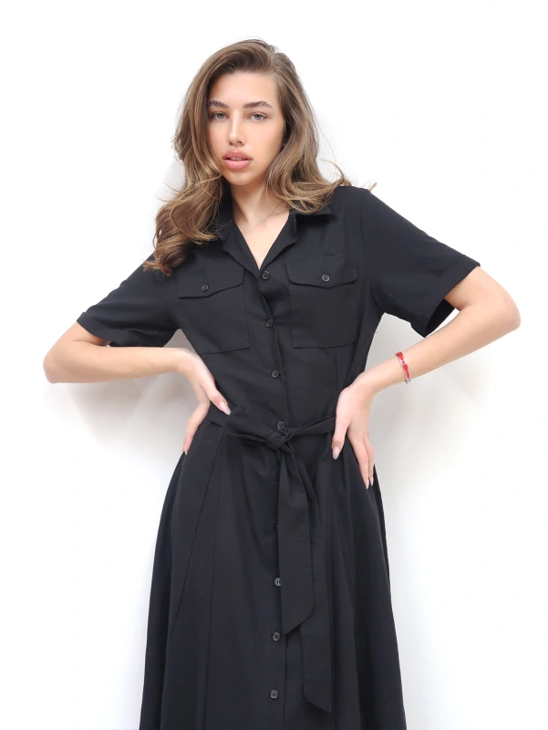 (3 pezzi) Abito semplice da donna a maniche corte con un tocco di pizzo al fondo dell'abito per occasioni casuali, lavorative e vacanze.
