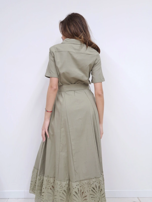 (3 pezzi) Abito semplice da donna a maniche corte con un tocco di pizzo al fondo dell'abito per occasioni casuali, lavorative e vacanze.