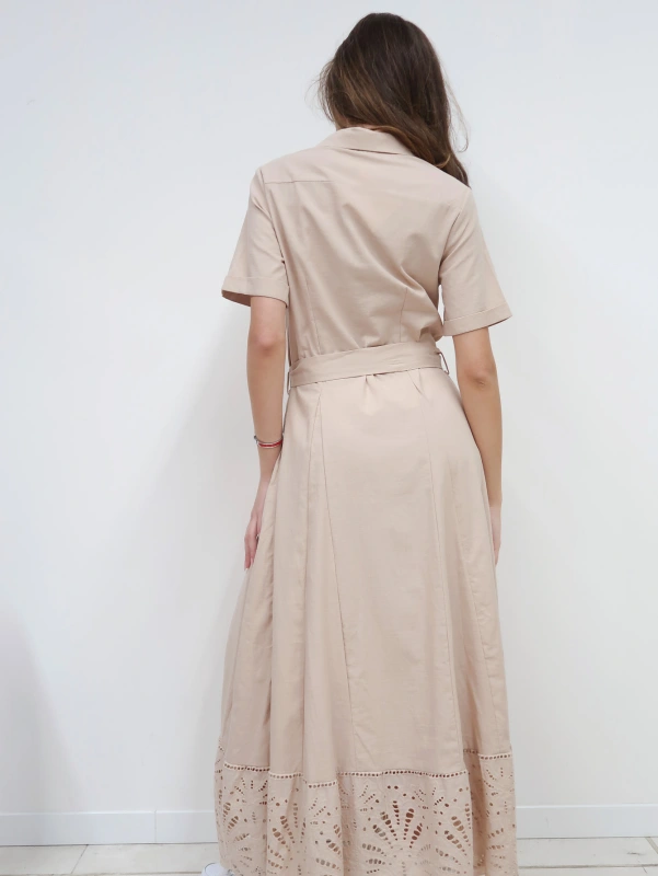 (3 pezzi) Abito semplice da donna a maniche corte con un tocco di pizzo al fondo dell'abito per occasioni casuali, lavorative e vacanze.