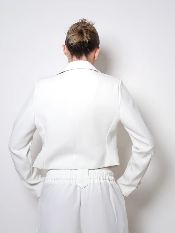 (2 pezzi) Blazer elegante con colletto rivolto a doppio petto da donna.