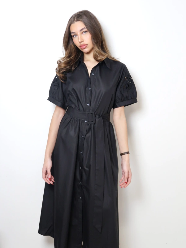 (2 pezzi) Abito lungo casual da donna estivo a maniche corte, maglietta lunga con vita regolabile da cintura.