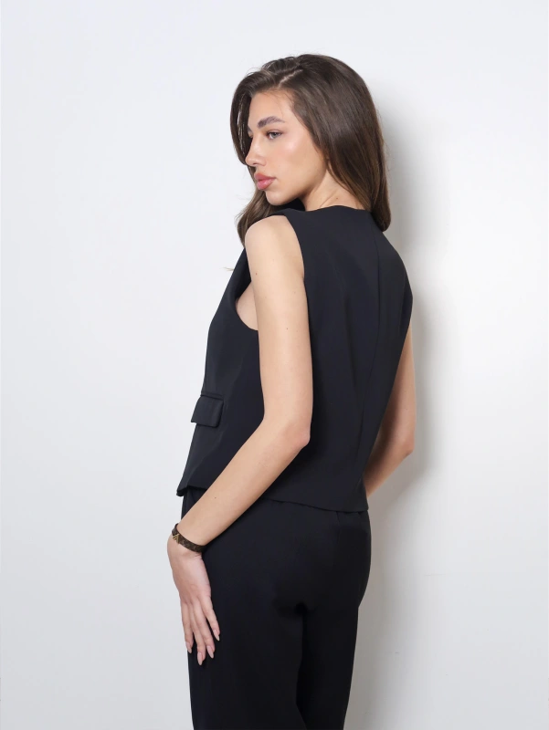 (2 pezzi) Gilet da donna monopetto, giacca sottile monocolore.