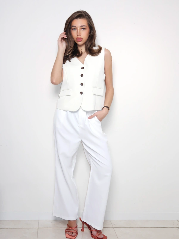 (2 pezzi) Gilet da donna monopetto, giacca sottile monocolore.