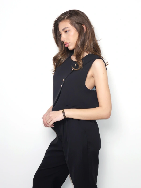 (2 pezzi) Gilet sottile monocolore assimetrico.da donna.