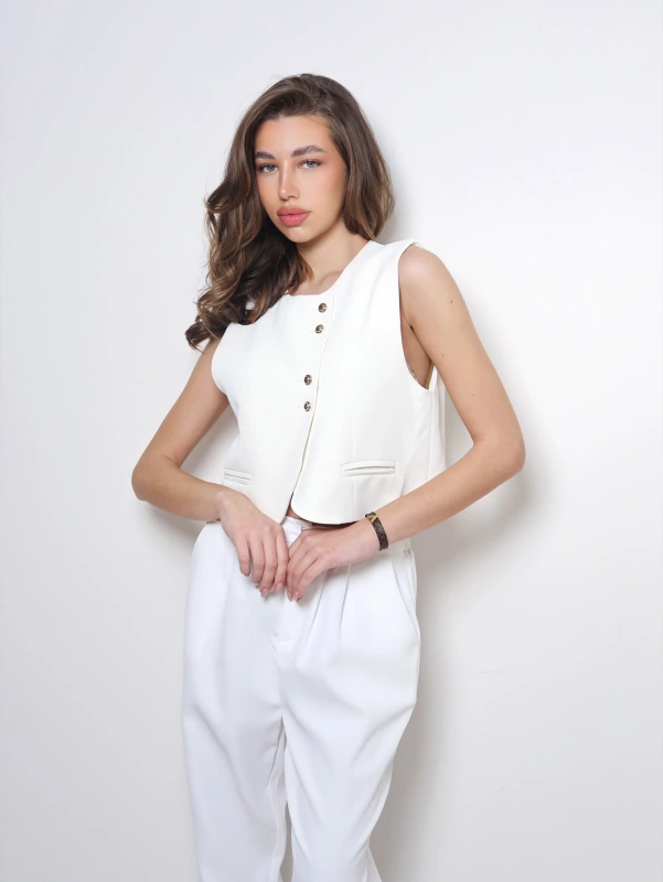 (2 pezzi) Gilet sottile monocolore assimetrico.da donna.