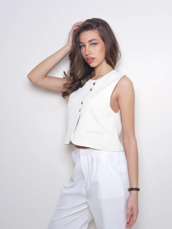 (2 pezzi) Gilet sottile monocolore assimetrico.da donna.