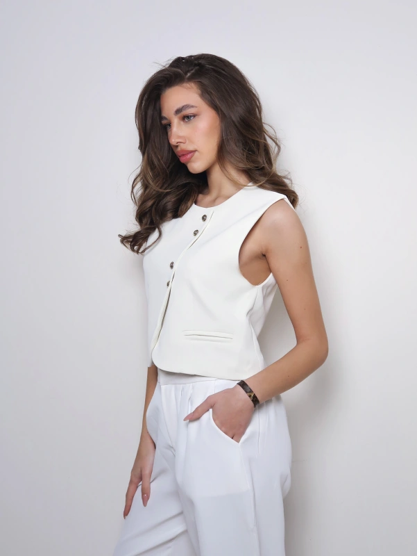 (2 pezzi) Gilet sottile monocolore assimetrico.da donna.