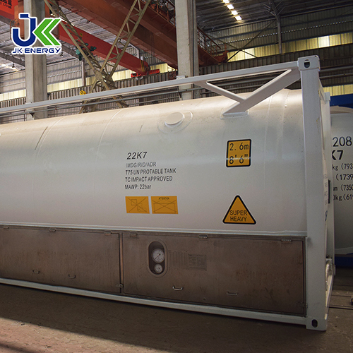 Conteneur-citerne cryogénique T75 de 20 pieds pour LN2/LO2/LAr/LCO2/LN2O/LNG/LC2H4 norme ASME 2,2 MPa