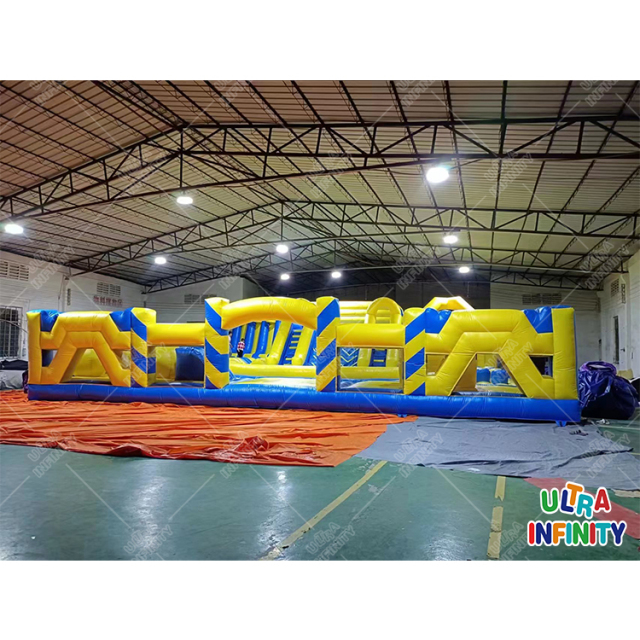 Shaking runing theme park: One large slide with ball pit, One long obstacle, One leap n bound, One maze, One jumping game, etc.