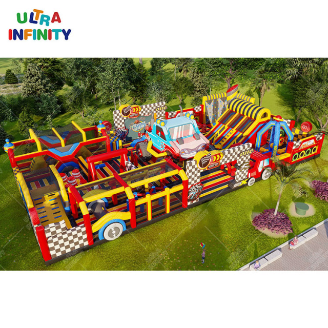 Karting Shape Inflatable Theme Park Playground Games Inflatable Obstacle Course Sports Park