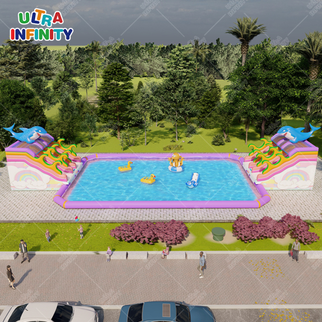 Outdoor pool land water park inflatable pool water park customized by Ultra Infinity