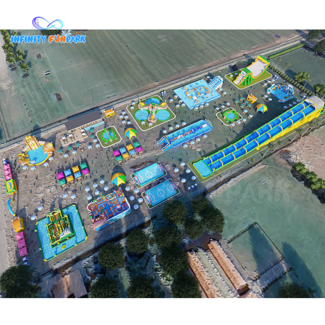 Custom Mega Land Water Park—Inflatable Pools and Super Long Water Slides