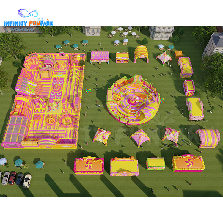 Giant Inflatable Theme Park丨Pink & Yellow Inflatable Wonderland丨 ...