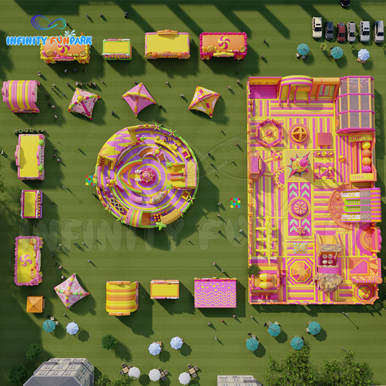 Giant Inflatable Theme Park丨Pink & Yellow Inflatable Wonderland丨Infinity Funpark