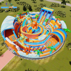 Kids Inflatable Fun Park Ocean Theme Park Octopus Slide Giant Double Slide