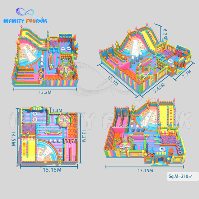 Castle theme Inflatable park Climbing area, sport wipe out area, Slide sliping area, Batak Wall area, Bungee Run, slam dunk area, folating balllarea