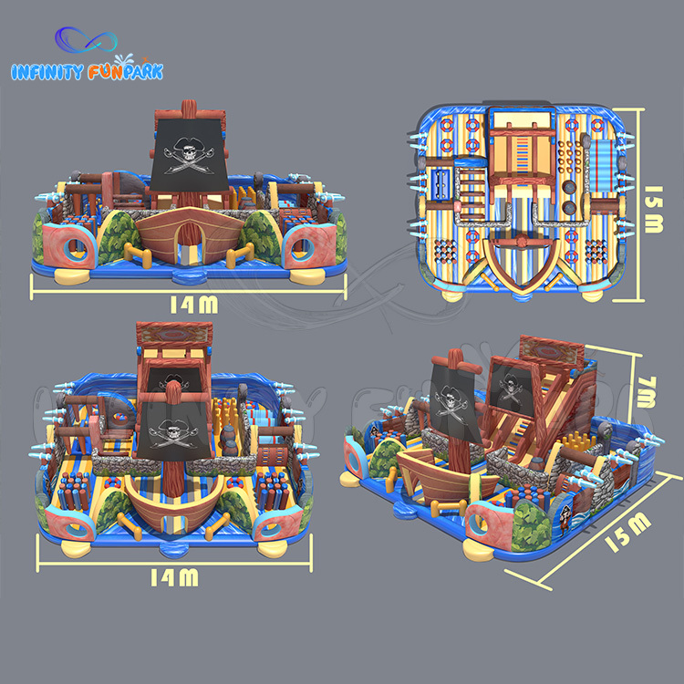 Pirate Ship Theme Inflatable Playground Customizable