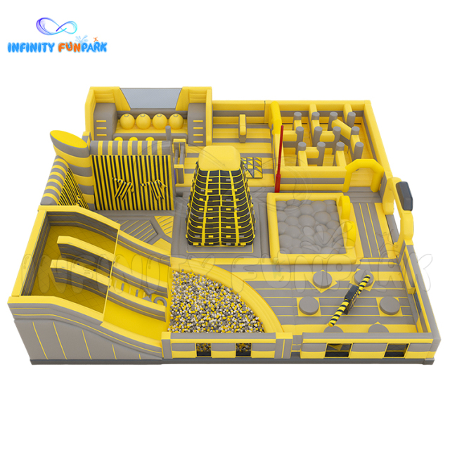 Inflatable theme park One large slide, One ball pit, one climbing wall, One leap n bound, One obstacle, One sticky wall