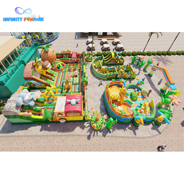 Animal theme park: One tiger slide,One deer slide,One elephant slide,One large obstacle, One carrot house