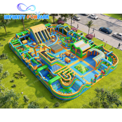 Sports theme park: One large slide with ball pit,One obstacle,One trampoline,One leap n bound,One slam dunk,One hippo game