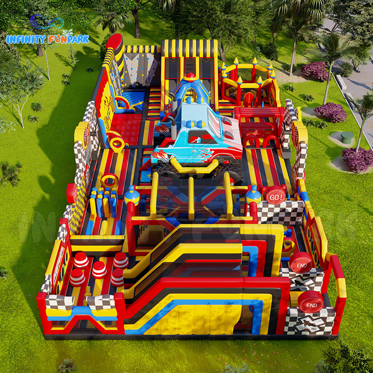 Karting Shape Inflatable Theme Park Playground Games Inflatable Obstacle Course Sports Park