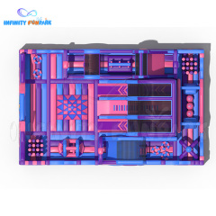 Inflatable theme park Large double slide One long obstacle One leap n bound One toddler area