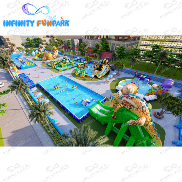 Outdoor large inflatable amusement funny park mobile inflatable ground water park