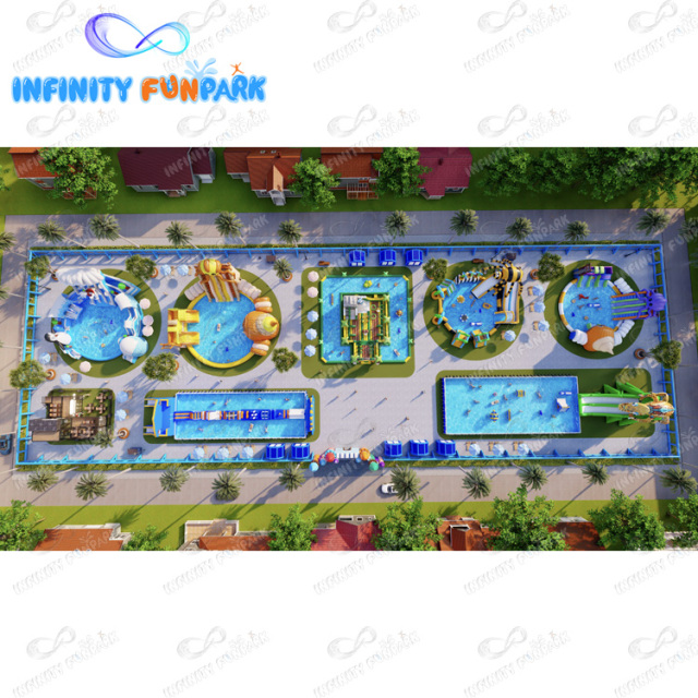 Outdoor large inflatable amusement funny park mobile inflatable ground water park