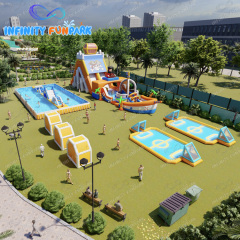 Movable land swimming pool pirate captin inflatable slide combo, customizable