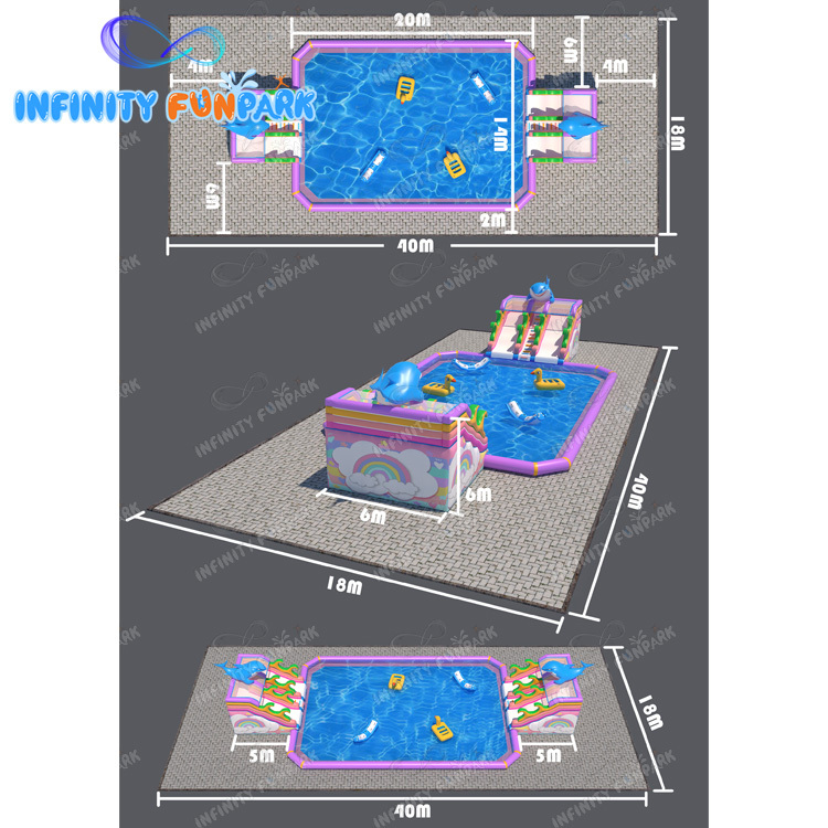 Outdoor pool land water park inflatable pool water park customized by Ultra Infinity