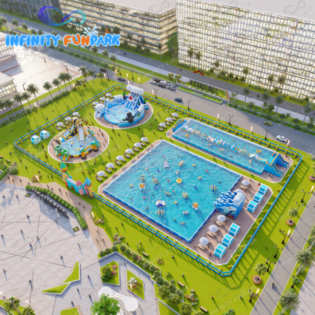 Customized fun water park inflatable obstacle water games park splash water park