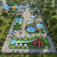 Dinosaur Theme Inflatable Land Water Park Outdoor Amusement Parks Inflatable Pool With Water Slide