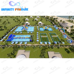Customized Child Colorful Inflatable Water Park Land Water Amusement Equipment Outdoor Pool
