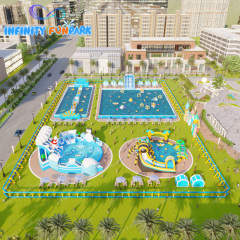 Customized fun water park inflatable obstacle water games park splash water park