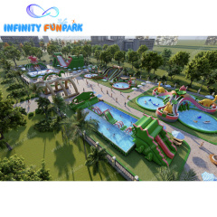 Dinosaur Theme Inflatable Land Water Park Outdoor Amusement Parks Inflatable Pool With Water Slide