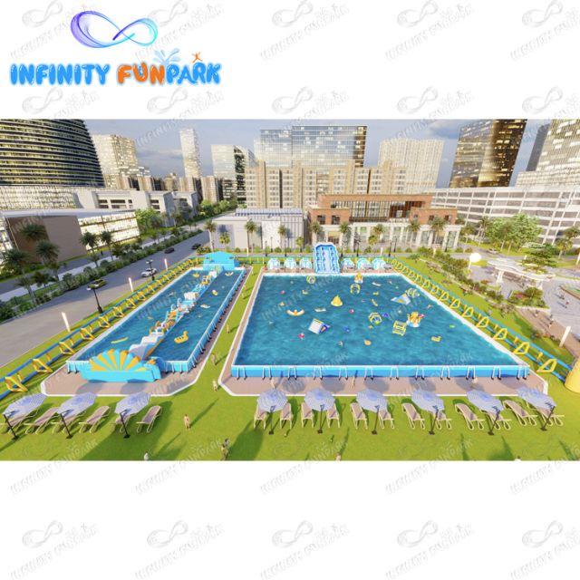 Customized fun water park inflatable obstacle water games park splash water park