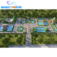 Dinosaur Theme Inflatable Land Water Park Outdoor Amusement Parks Inflatable Pool With Water Slide