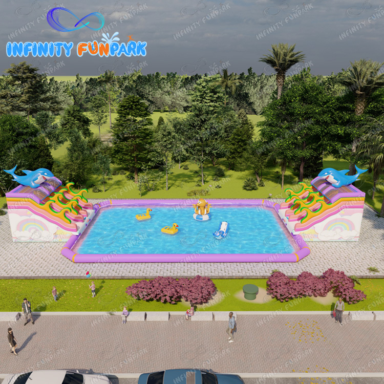Outdoor pool land water park inflatable pool water park customized by Ultra Infinity