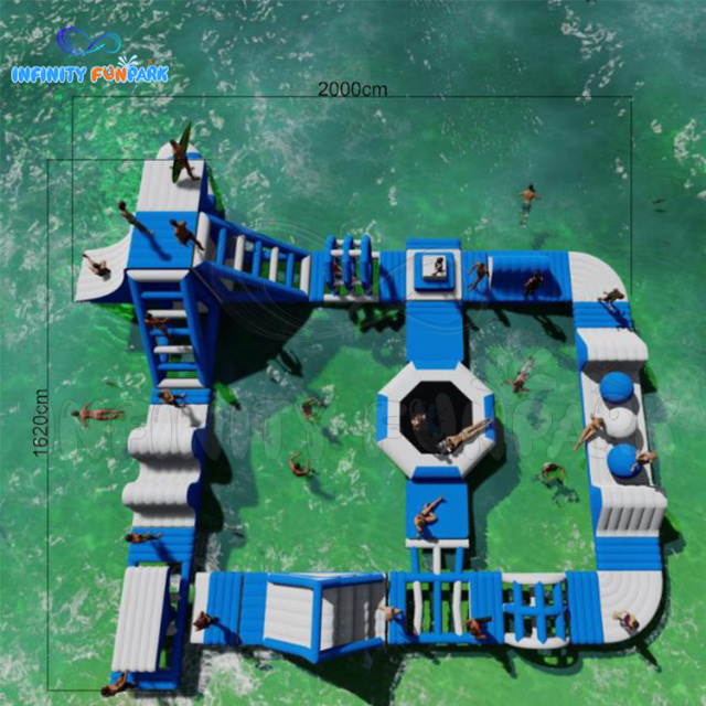 Custom color outdoor beach inflatable lake water park on water for holiday entertainment