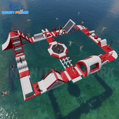 Nuevo diseño rojo y negro tema al aire libre de la diversión del lago juegos de parque de agua flotando en el lago