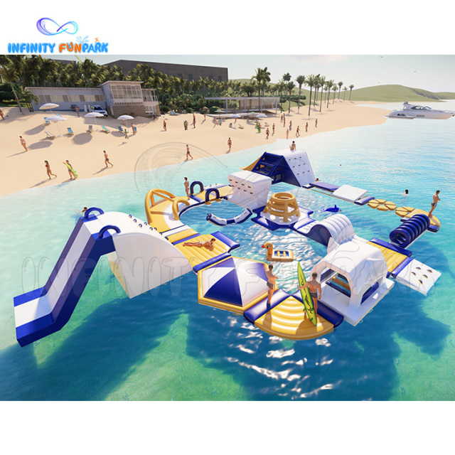 Inflatable lake/sea water park summer floating park outdoor beach funny games | Infinity Funpark